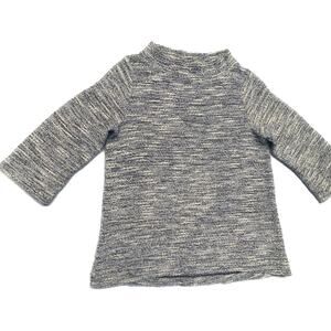 Loft Mock Turtleneck Sweater Women M 3/4 Sleeves Gray White Variegated Metallic